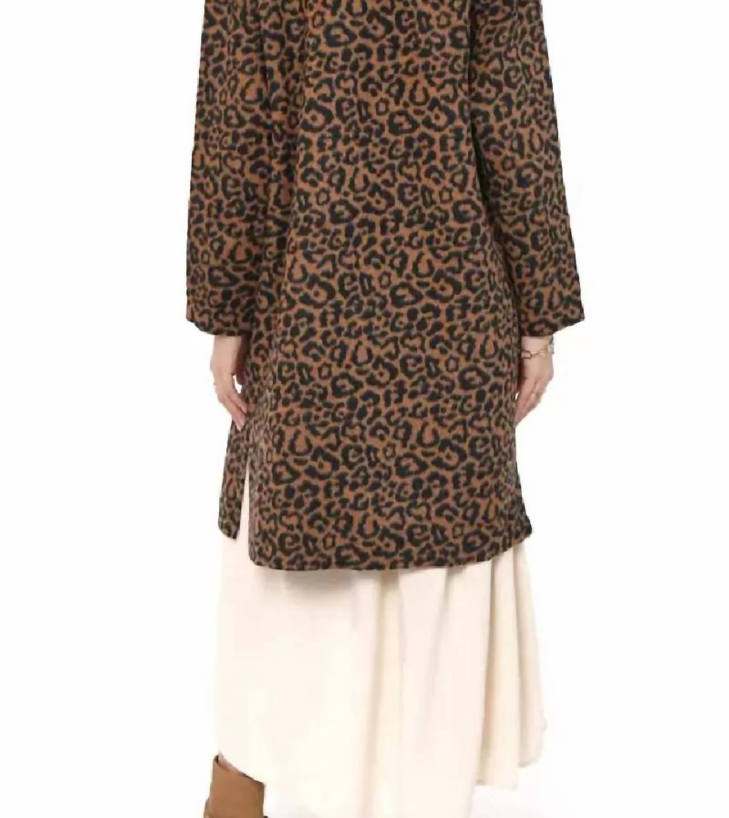 Sadie & Sage Animal Instinct Leopard Coat in brown black - women's jacket - alternate view