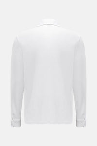 04651/ Men's Pique Long Sleeve Shirt in white - men's shirt - detail view