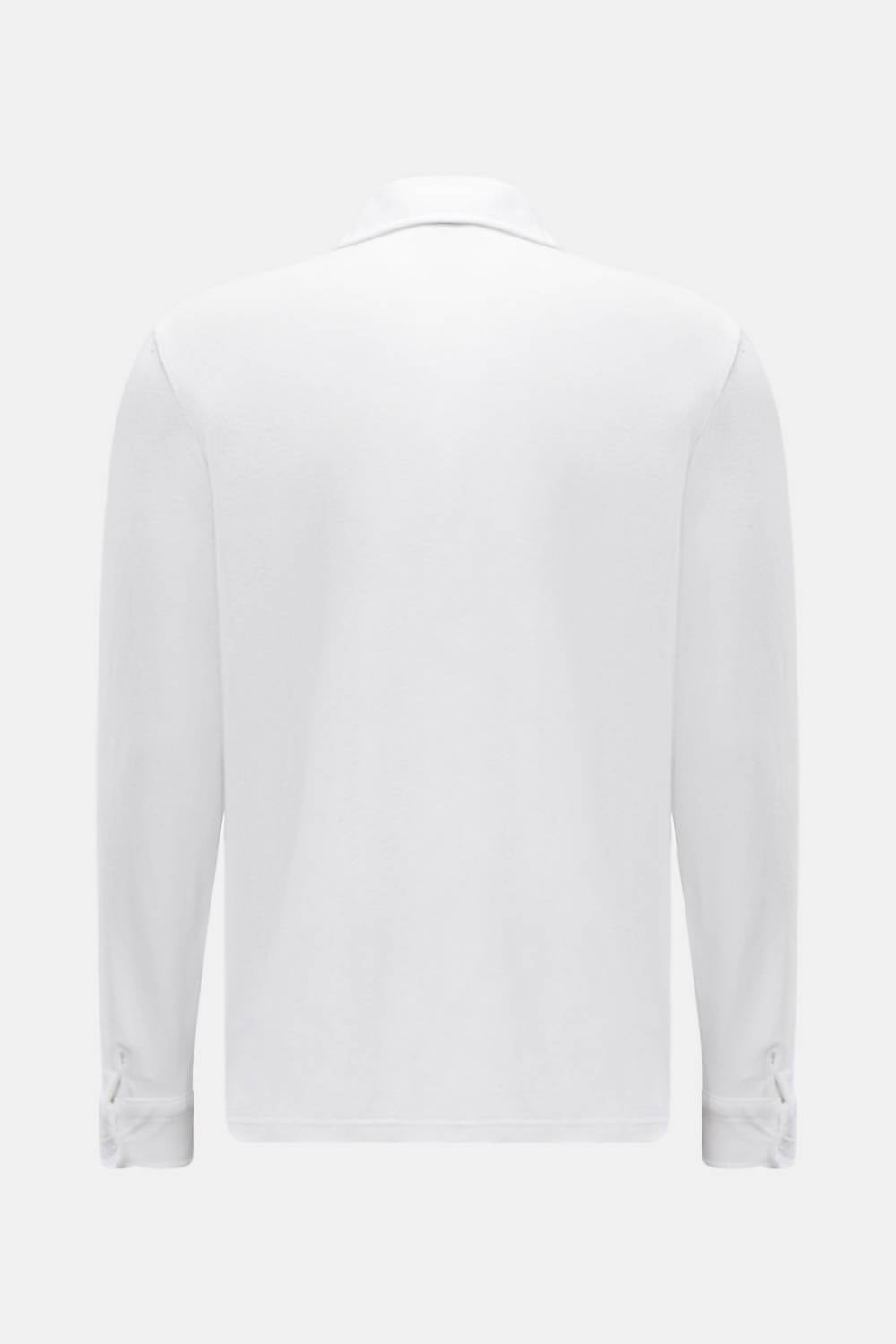 04651/ Men's Pique Long Sleeve Shirt in white - men's shirt - detail view