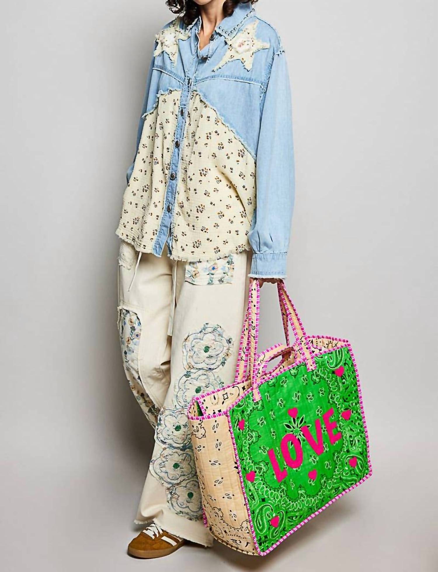 Pol - LOVE Bandana Quilted Tote Bag