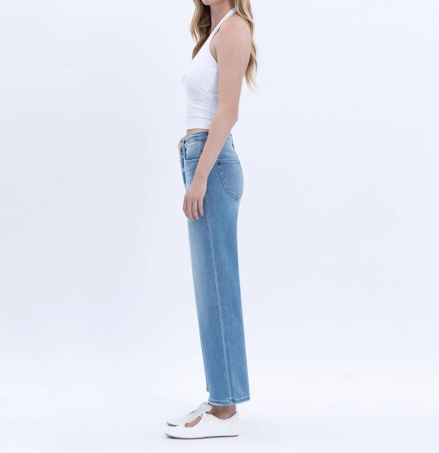 Lovervet - Willa Tummy Control High Rise Crop Wide Jeans