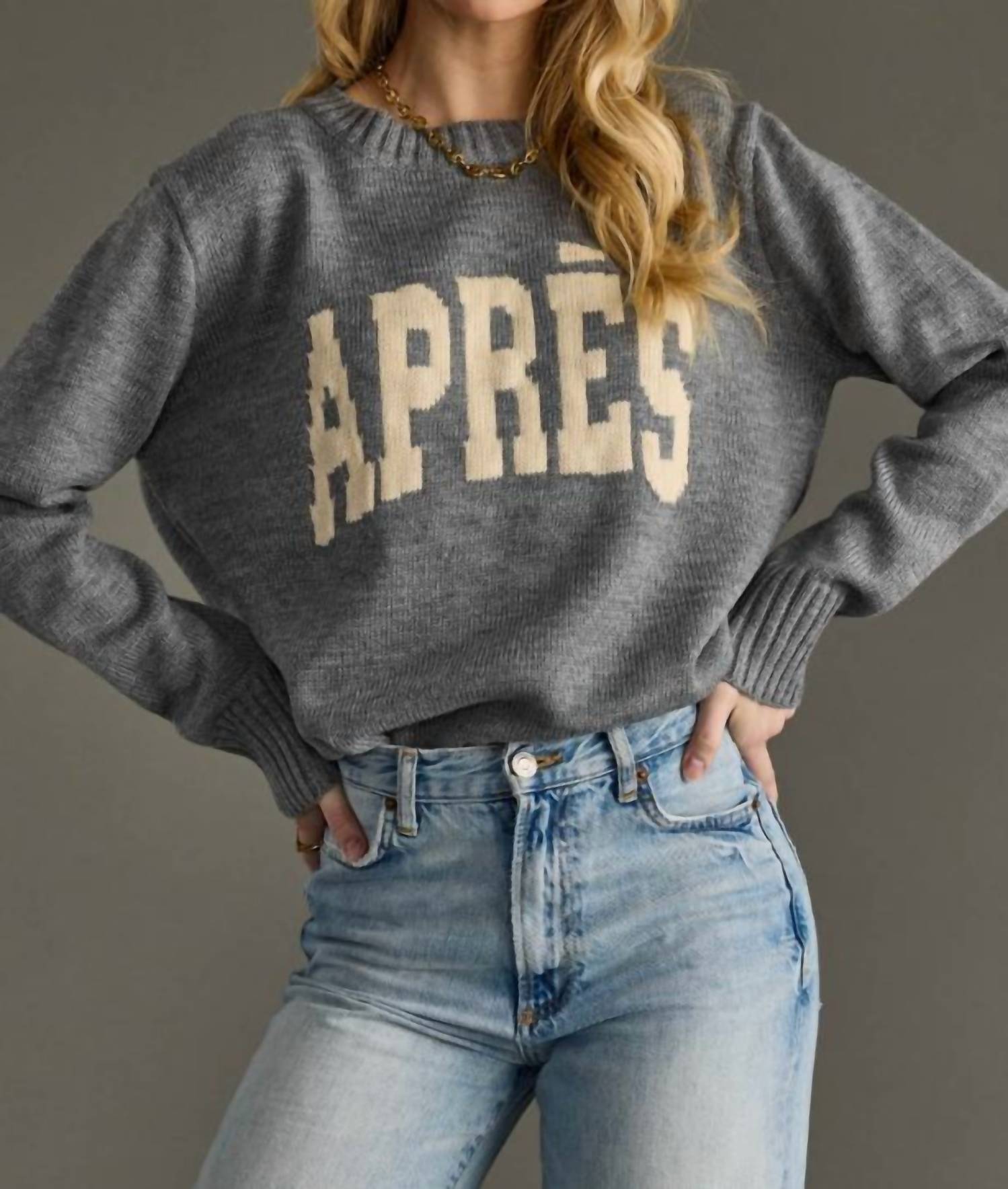 Panache Apparel Apres Ski Sweater in heather gray - women's sweater