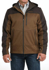 CINCH Men's Hooded Micro Waffle Bonded Fleece Jacket in brown - men's shirt