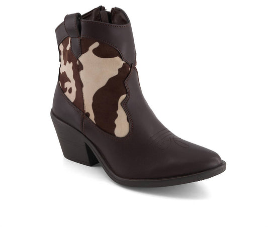 Andrea - Women's Western Cow Pattern Booties