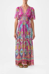 Camilla - Shaped Waistband Dress With Flutter Sleeves