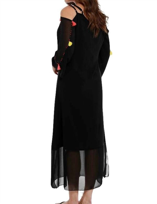 Angel - Tassel Beaded Cold Shoulder Maxi Dress