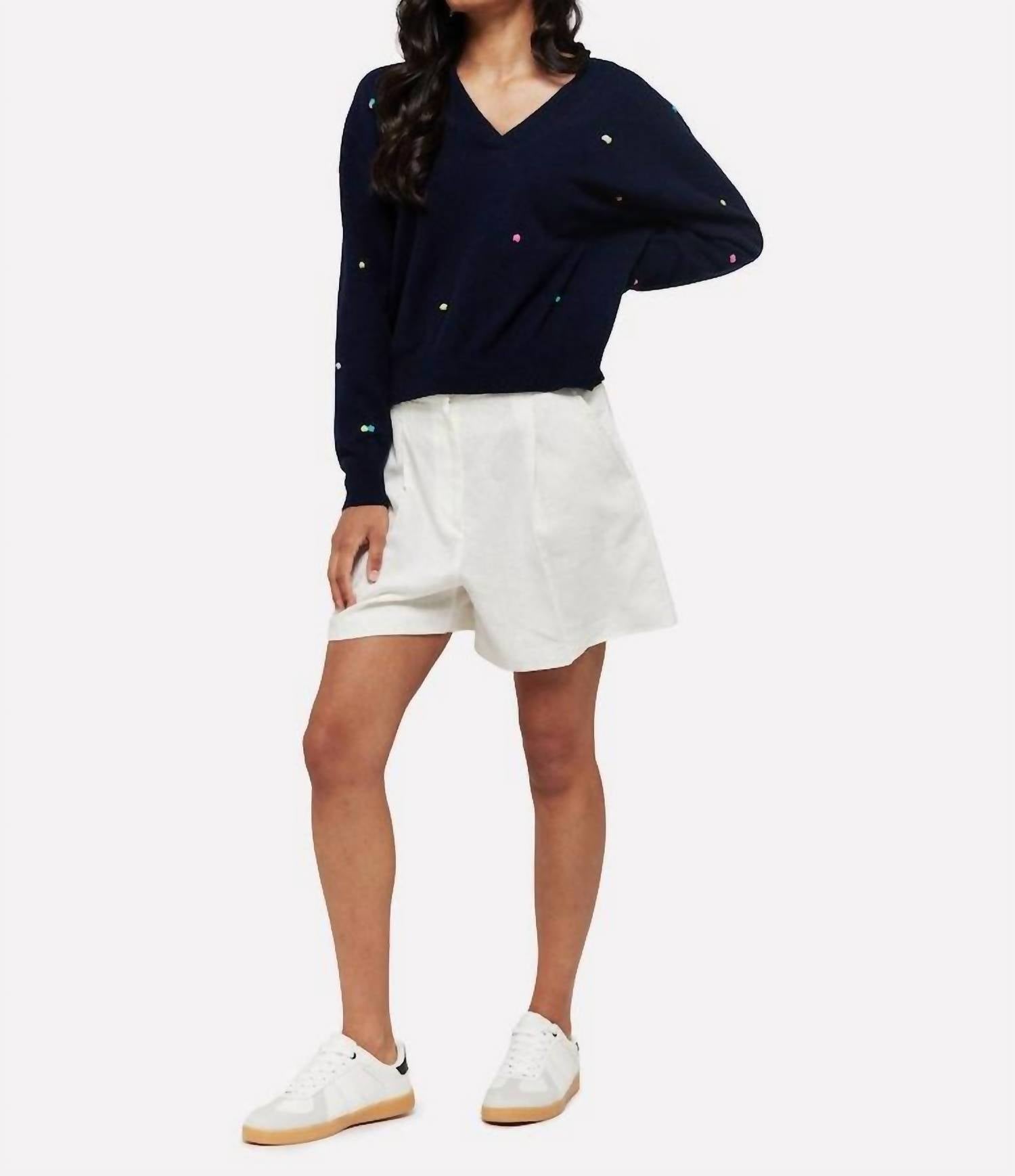 Brodie Cashmere - Little Pom Millie V-Neck Jumper