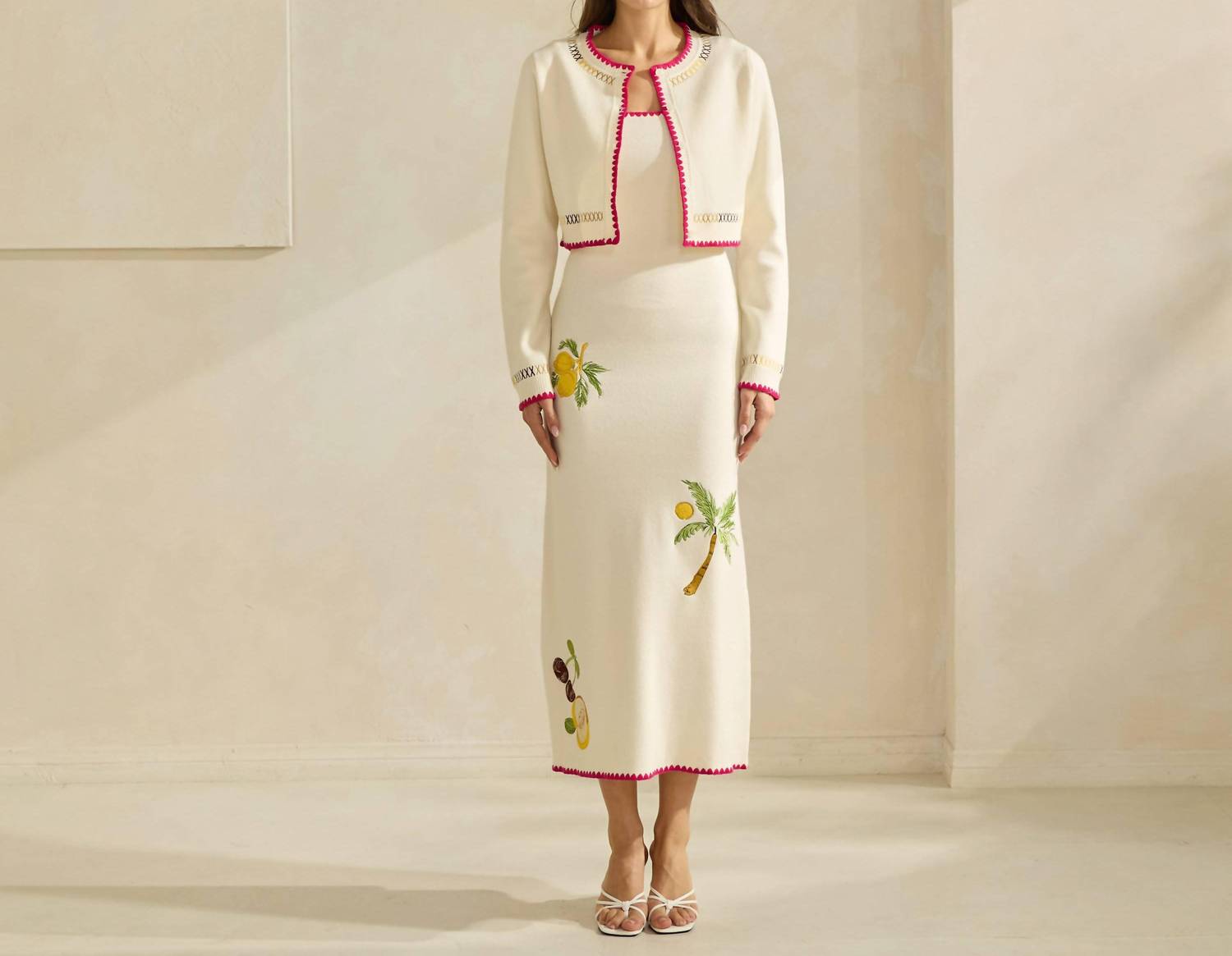 Able - Lemon Embroidered Sweater Dress