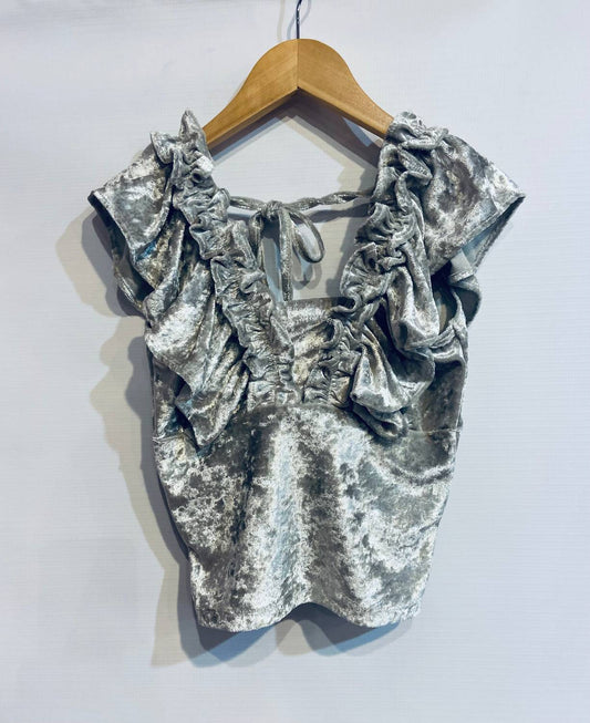 Girl's Velvet Ruffle Top