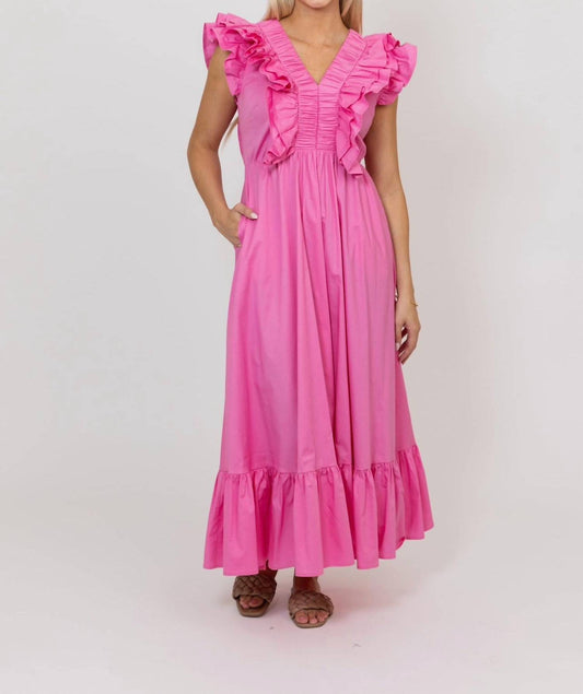 Karlie - DOUBLE VNECK RUFFLE MAXI DRESS
