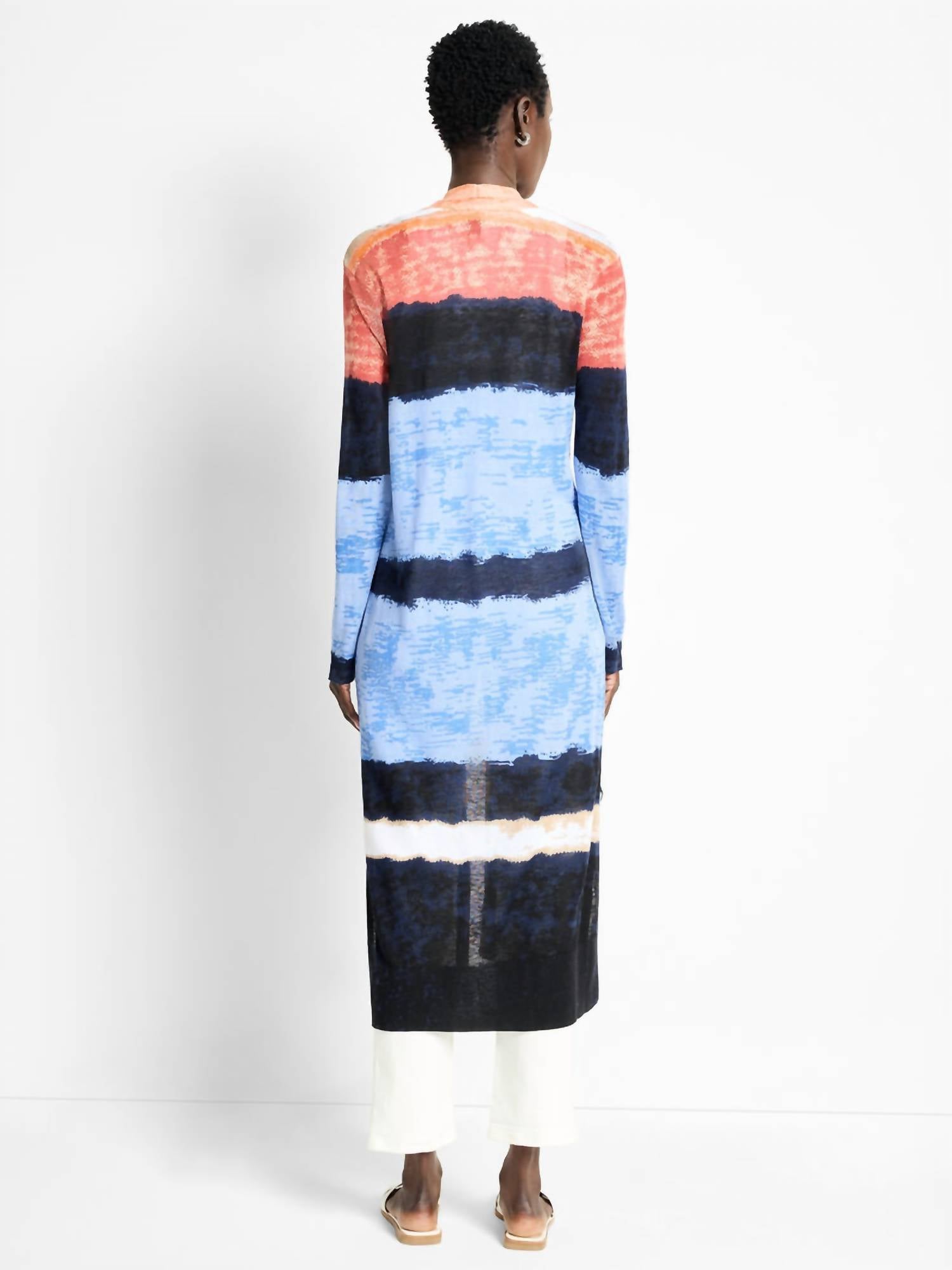 Nic + Zoe Patricia Painted Peninsula Cardigan in blue multi - women's cardigan - alternate view