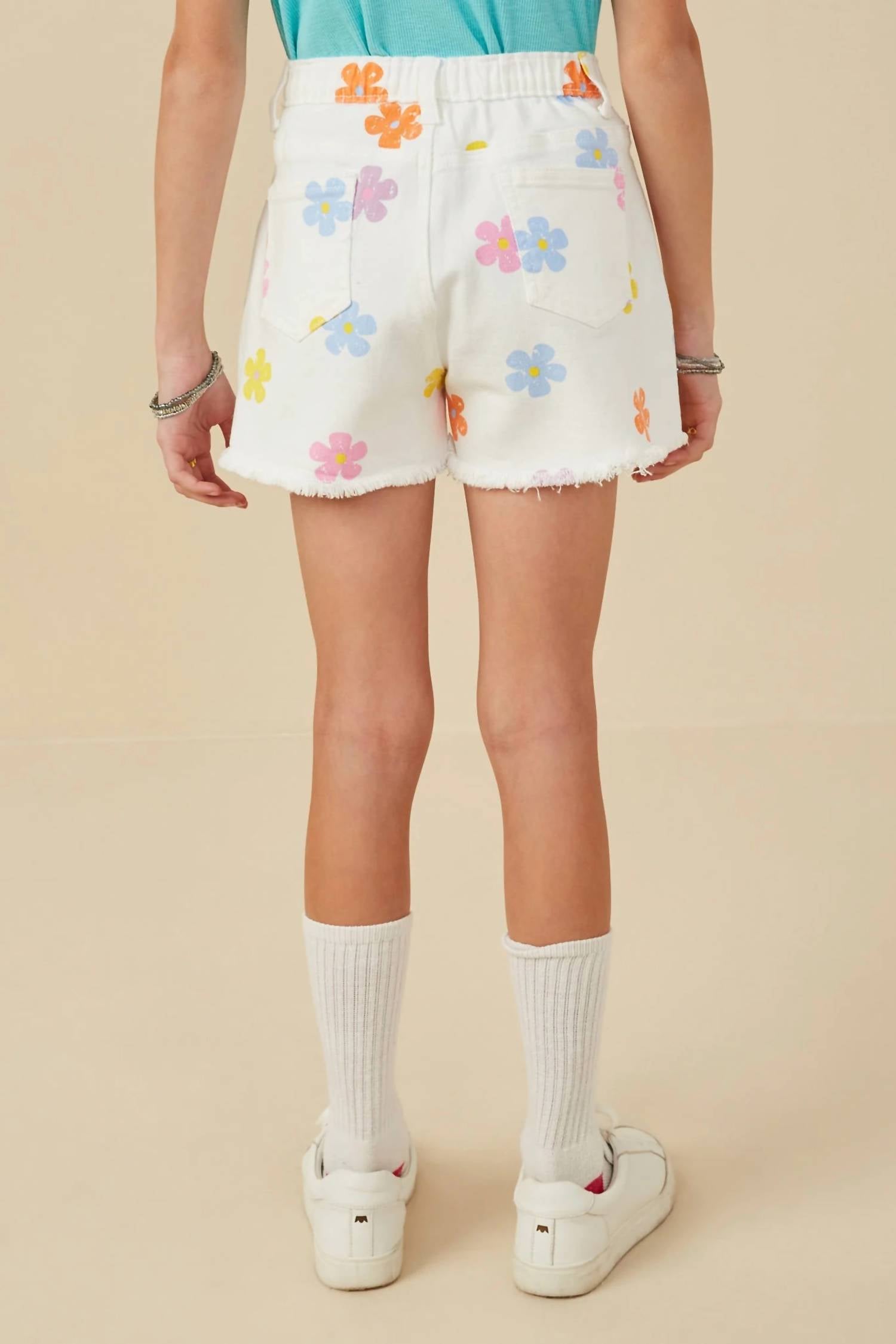 Hayden La - Kids Floral Denim Shorts