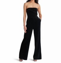 STEVE MADDEN Women's Swanilda Velvet Strapless Jumpsuit in black - women's pants