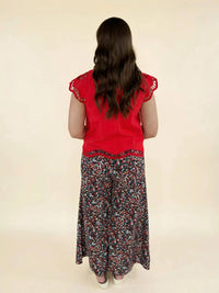 &Merci - Zuri Embroidered Cut-Out Sleeve Top