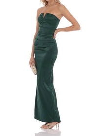 Lucy In The Sky - Satin V-strapless Maxi Dress