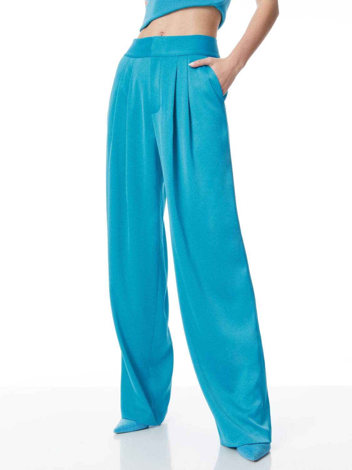 Alice + Olivia - Pleated Satin Pants