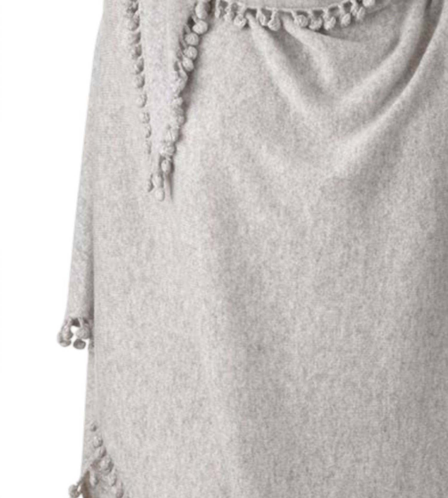Alpine Cashmere Women's Pom Pom Triangle Wrap in birch - women's scarf - detail view
