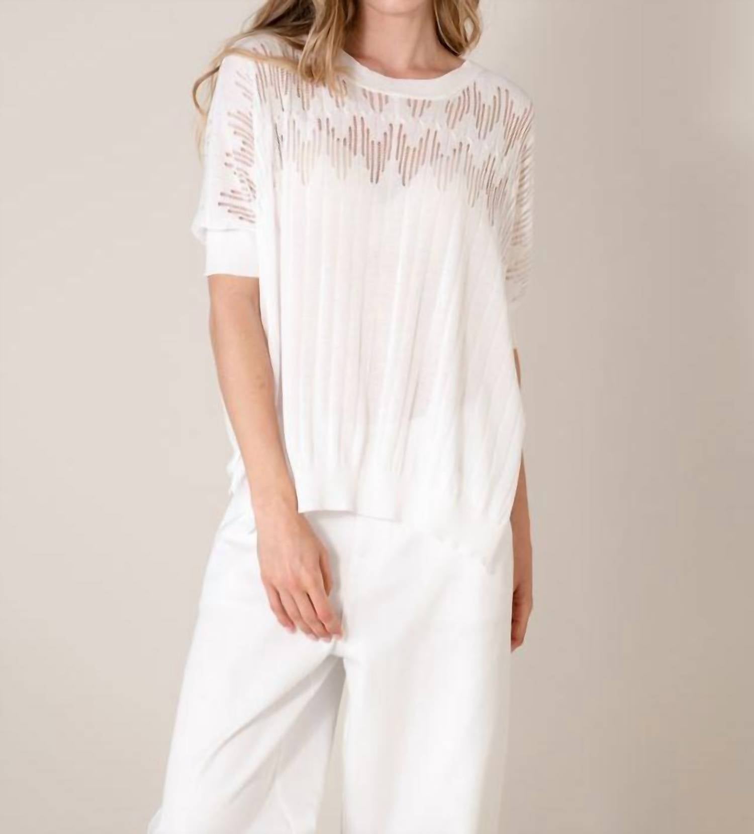 Panicale Cashmere Round Neck Knit Top in white - women's t-shirt