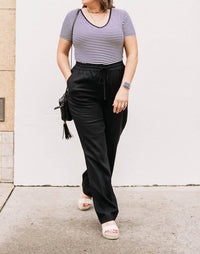 STEVE MADDEN Linen Blend Straight Leg Pants in black - women's pants - alternate view