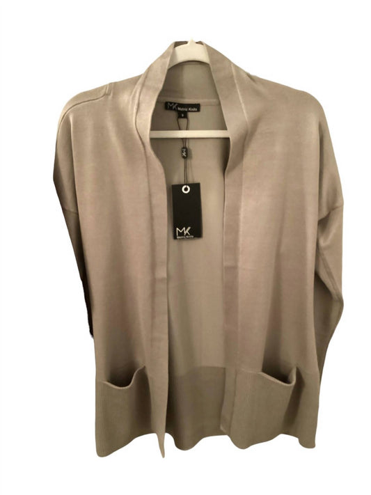 Metric Knits - Long Sleeve Open Front Cardi With Pockets