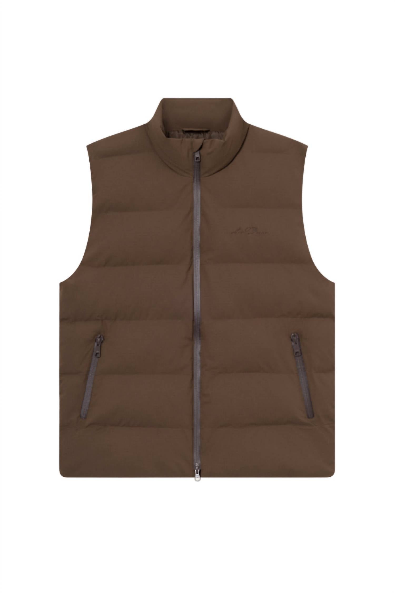 Les Deux Men's Noor Ripstop Vest in slate brown - men's jacket