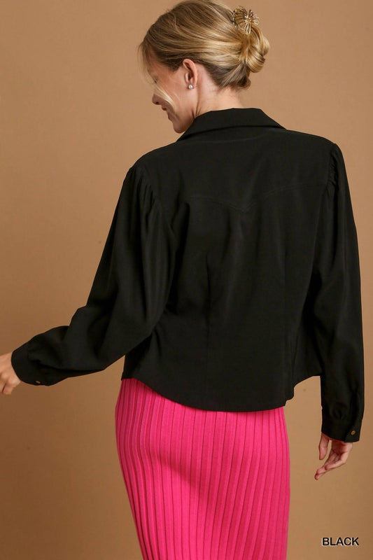 Umgee - Solid Collared Button Down Shirt