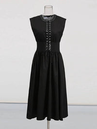 Enxin Fashion - Women's Lace Up Midi Dress