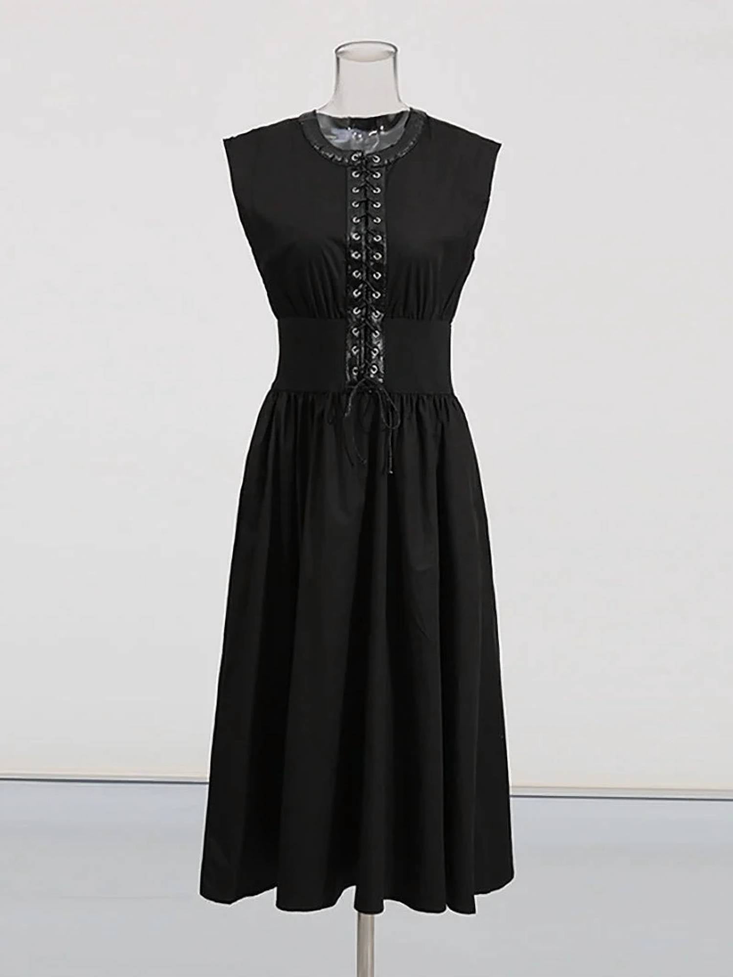 Enxin Fashion - Women's Lace Up Midi Dress