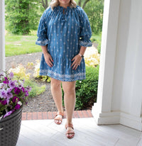 umgee Aztec Dream Dress in denim blue - women's dress
