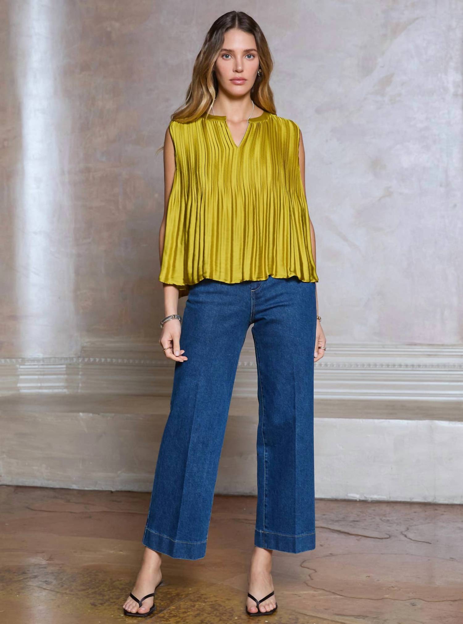 Current Air - Pleated Sleeveless Cropped Top