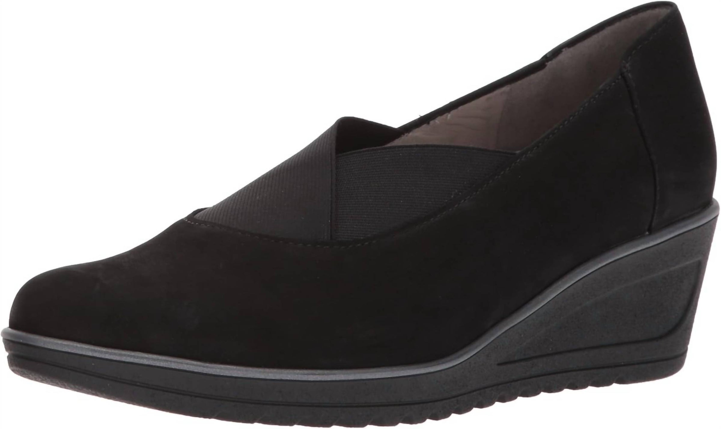 Ara Women's Haddie Wedge Slip On Shoe in black - women's shoe - alternate view