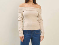 Able - Knit Off Shoulder Long Sleeve Sweater