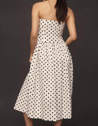 Endless Rose - Strapless Polka Dot Taffeta Midi Dress