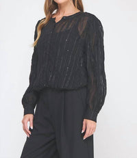 Allie Rose - Midnight Sparkle Embroidered Blouse