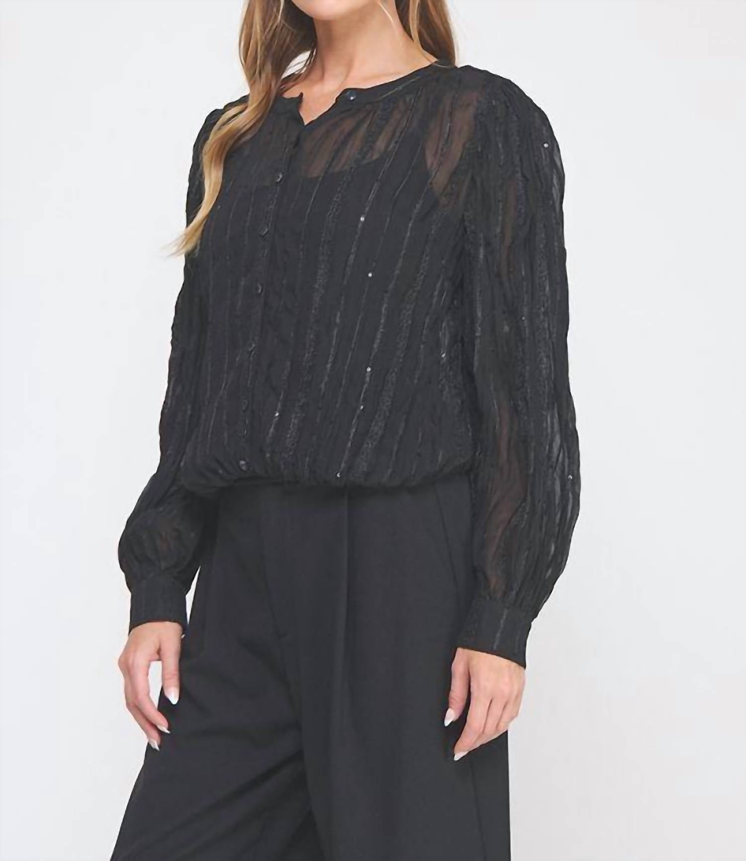 Allie Rose - Midnight Sparkle Embroidered Blouse