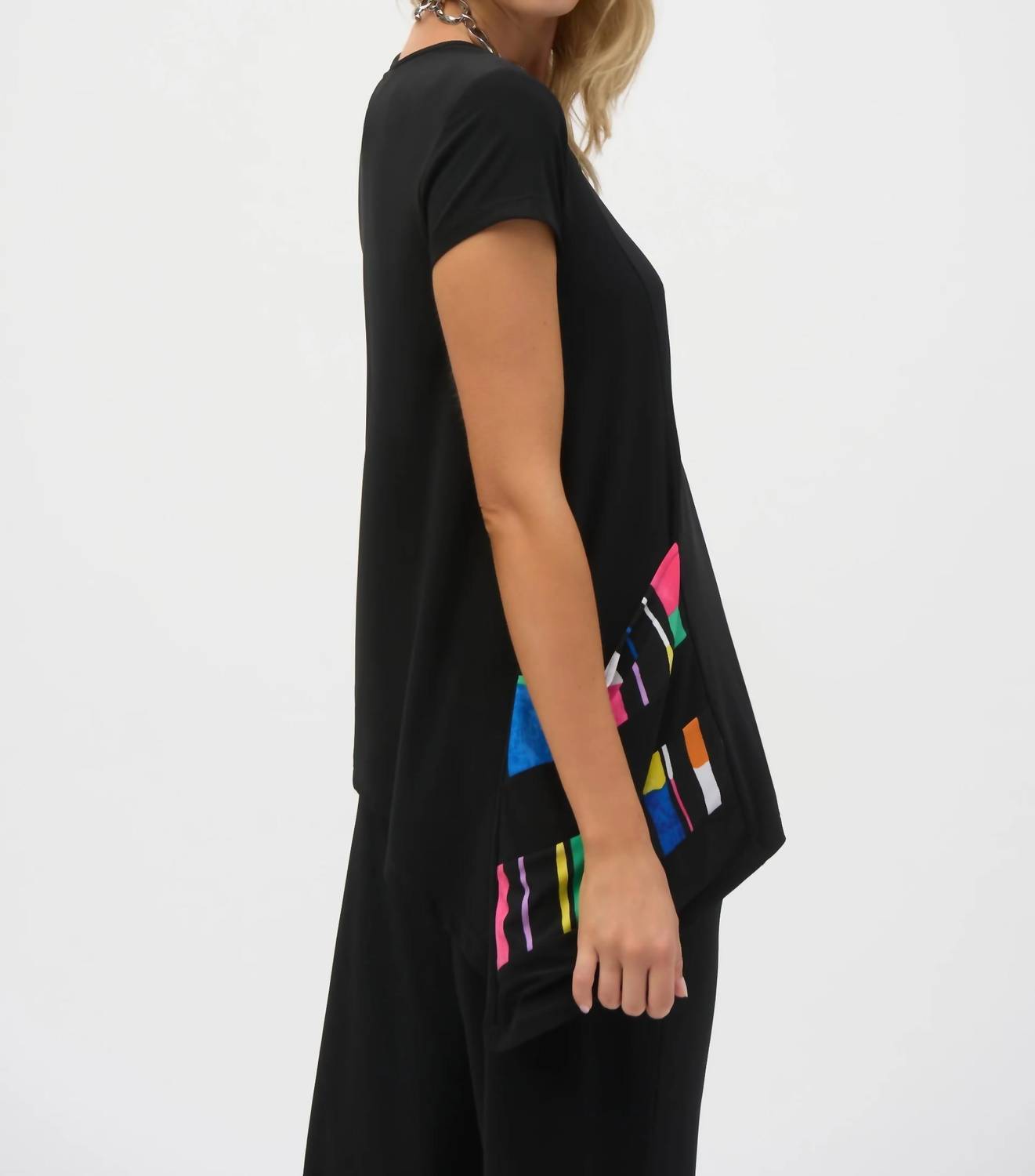 Joseph Ribkoff - Blocked Stripes Short Sleeve Top