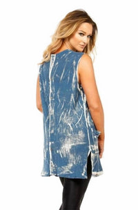 Bleach Linen Buttoned-Back Long Vest