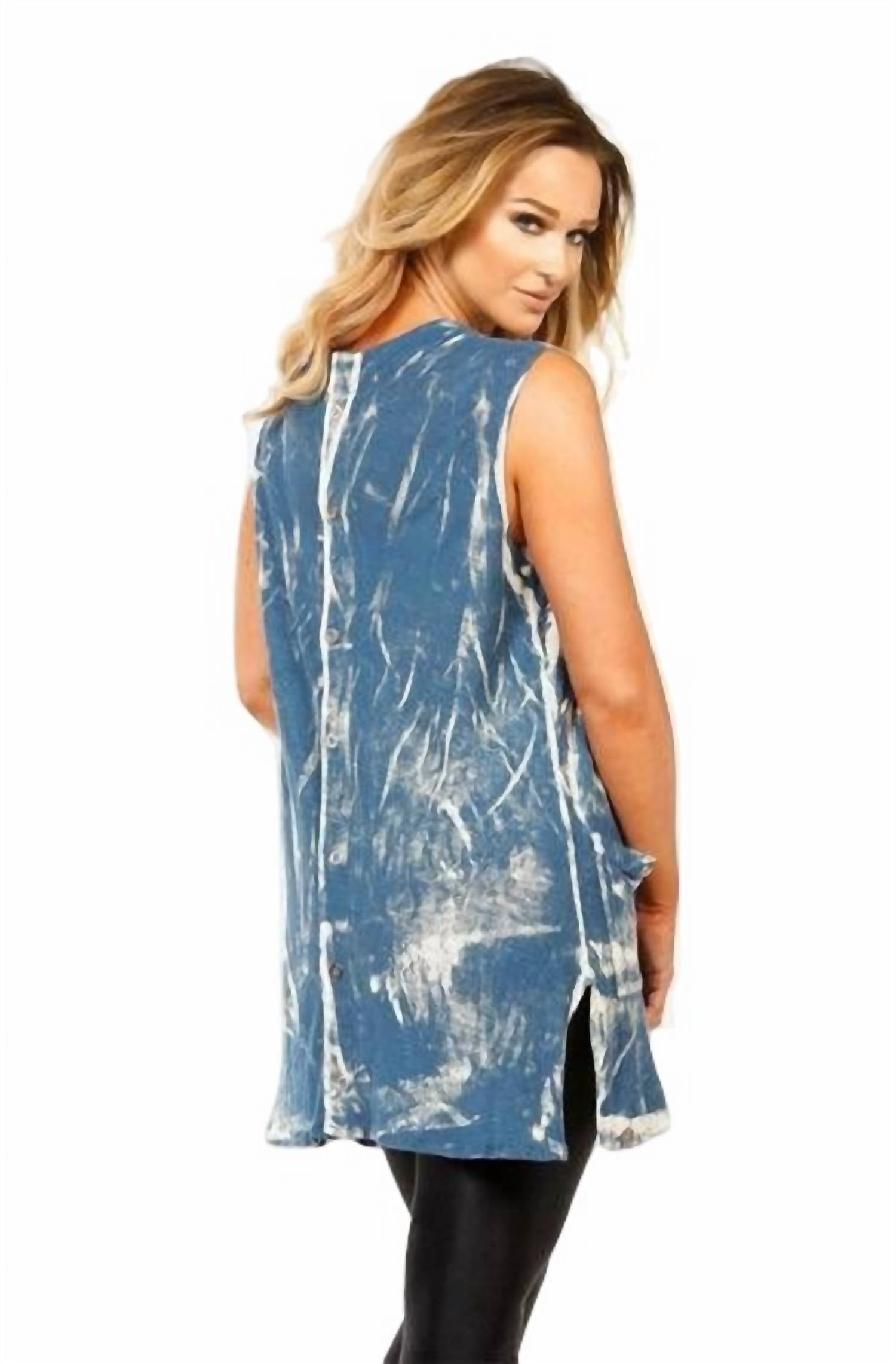 Bleach Linen Buttoned-Back Long Vest