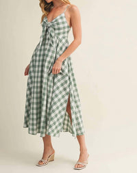 Mustard Seed - Miranda Tie Front Gingham Midi Dress