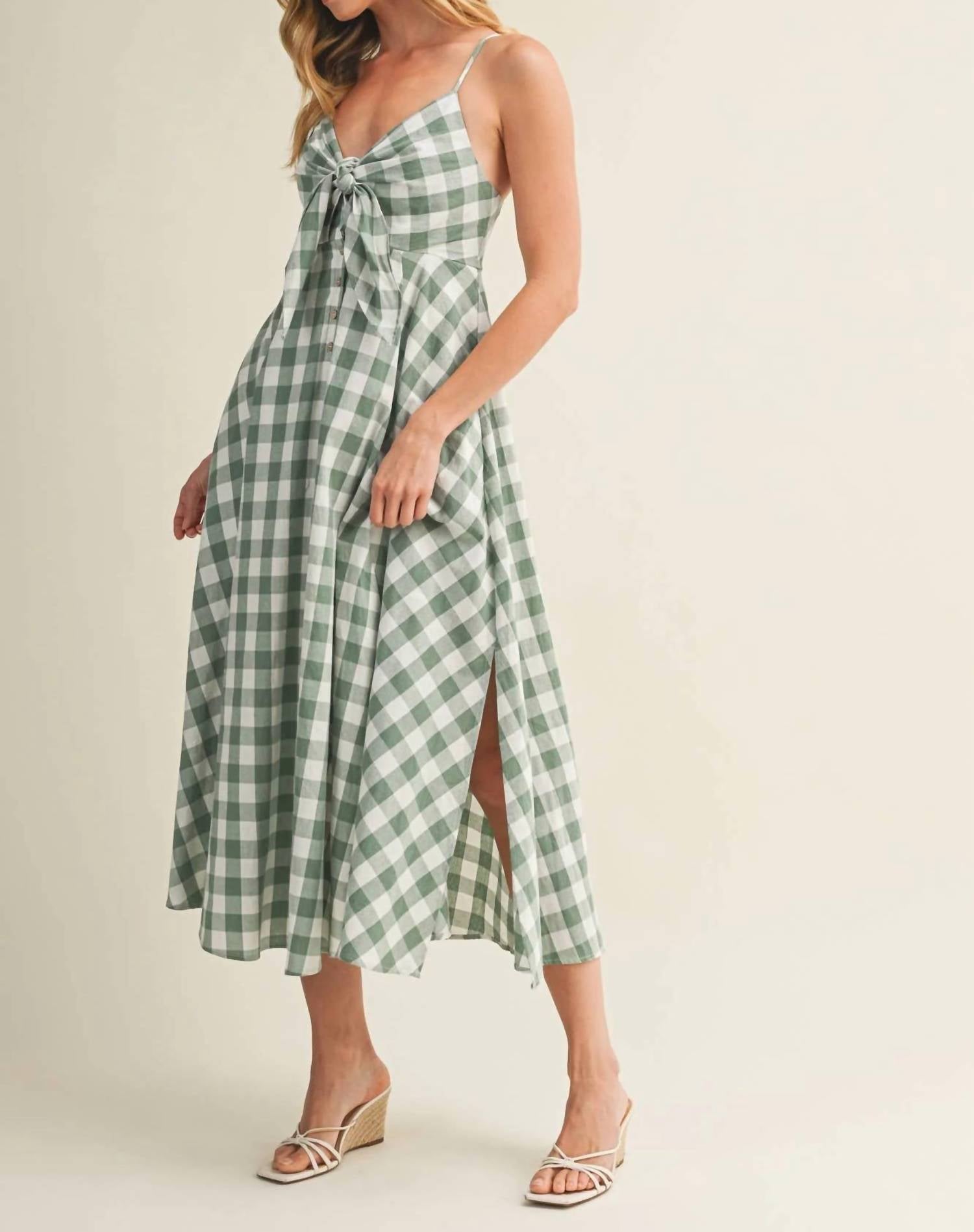 Mustard Seed - Miranda Tie Front Gingham Midi Dress