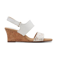 Clarks Women's Kyarra Faye Wedge Sandal in white leather - women's sandal - detail view