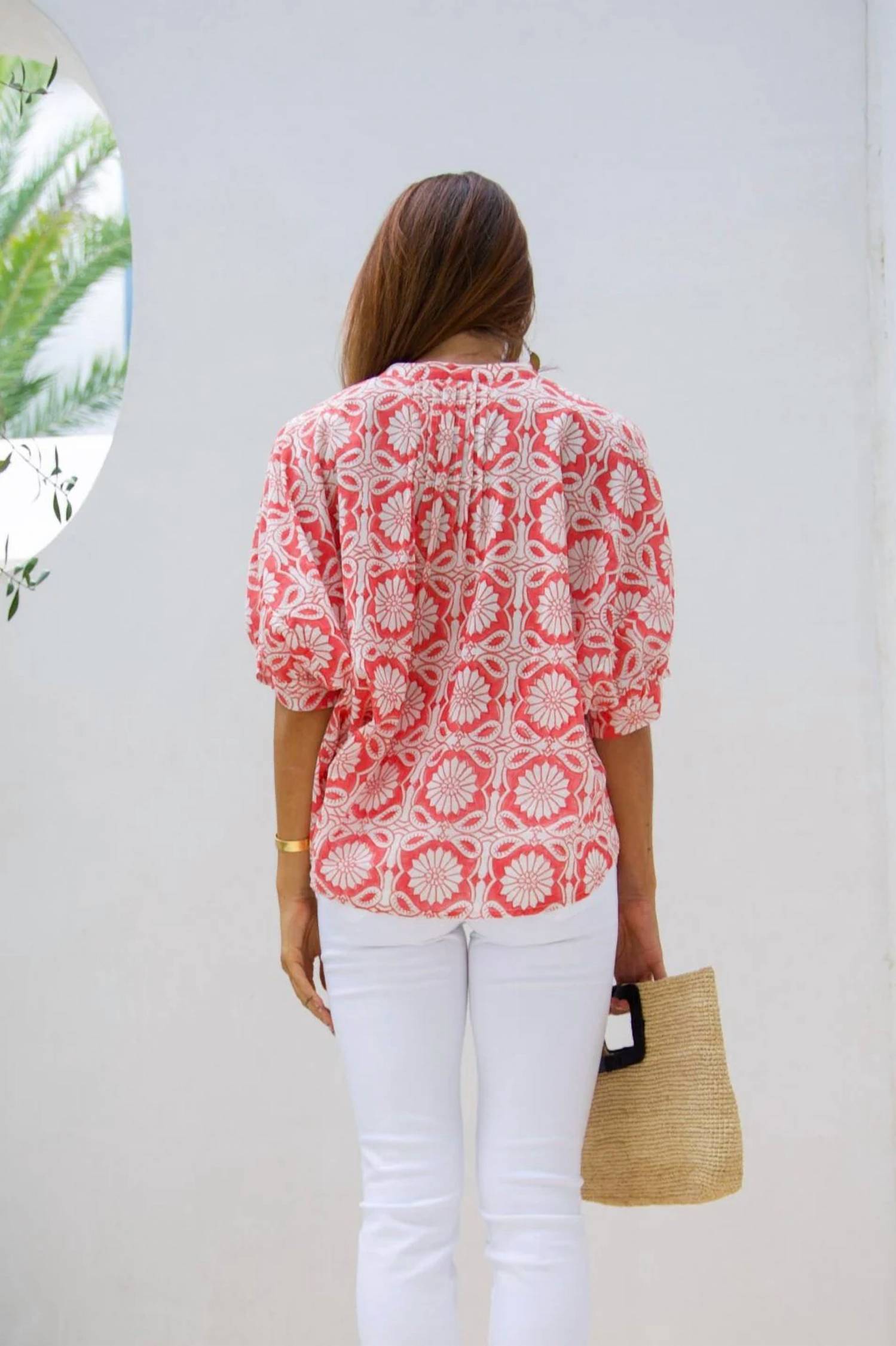 Exvoto - Poppy Mandarin Collar Blouse