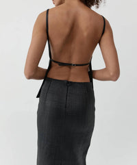 St. Agni - Woven Leather Square Neck Top