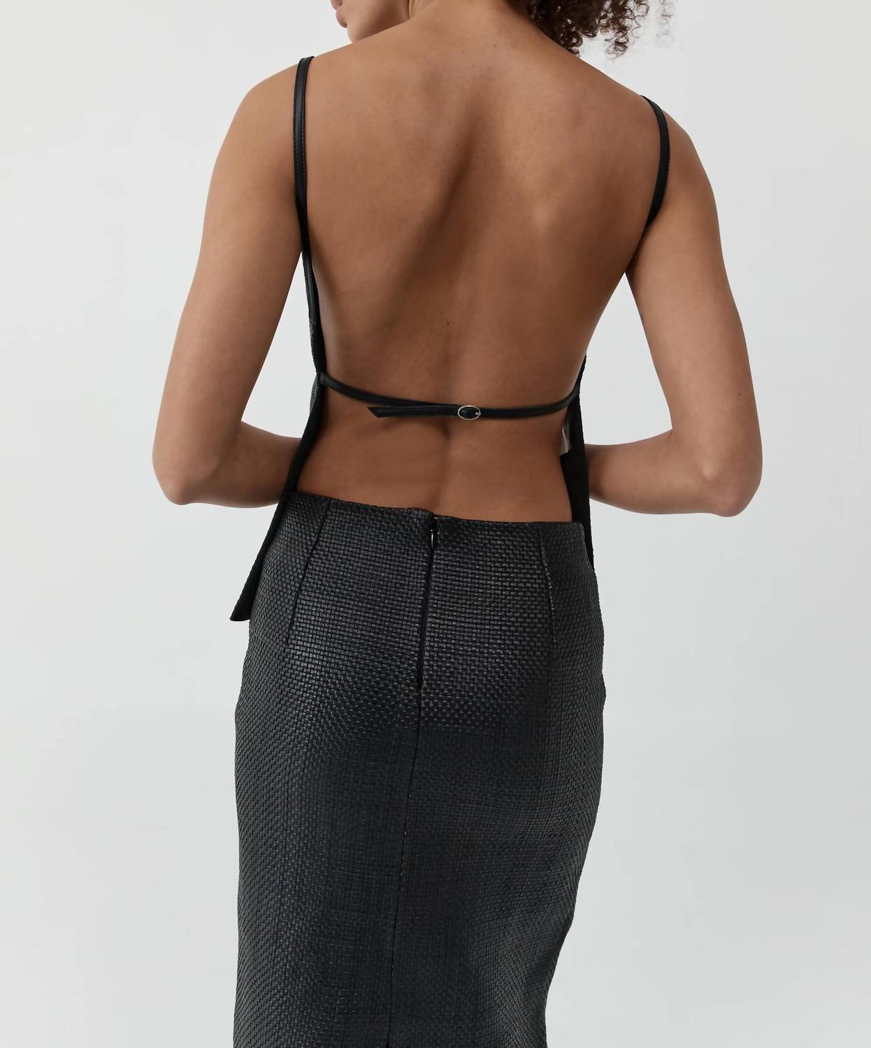 St. Agni - Woven Leather Square Neck Top