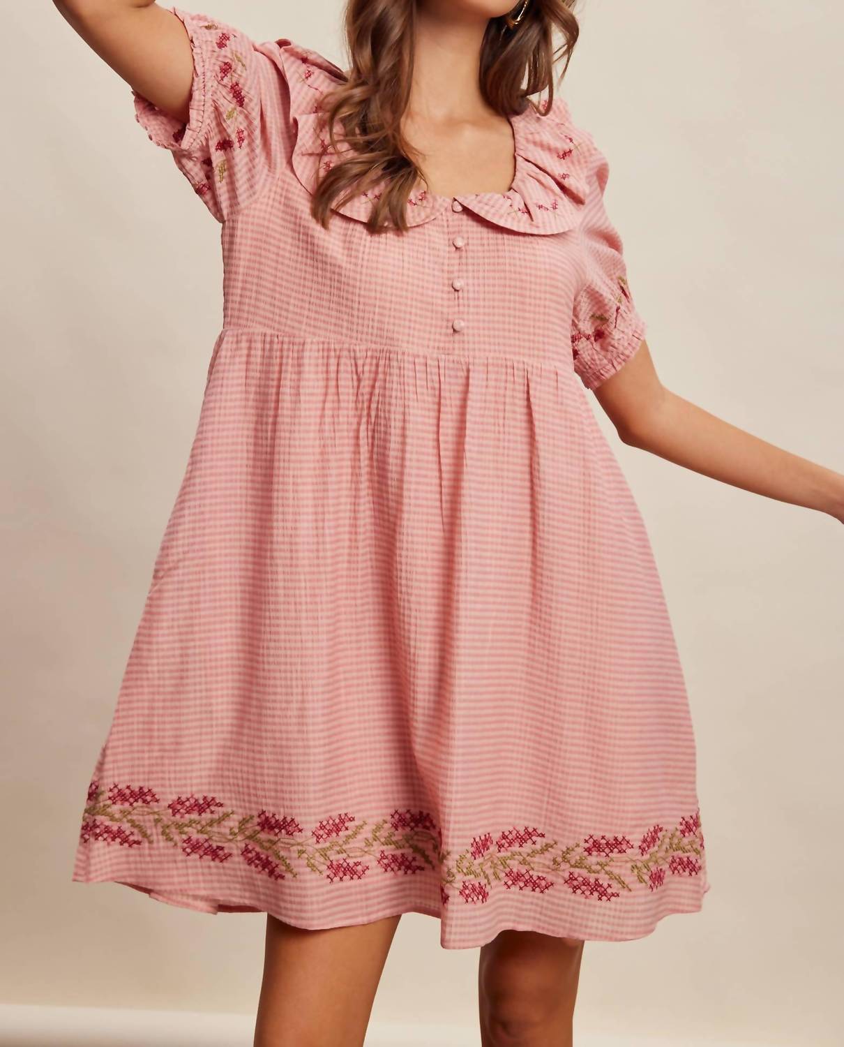 Listicle - Women's Embroidered Babydoll Dress