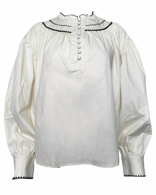 Endless Blu. - Lenie Embroidered Popline Top