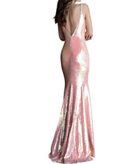 Jovani - Sequin Plunging Neckline Fitted Dress