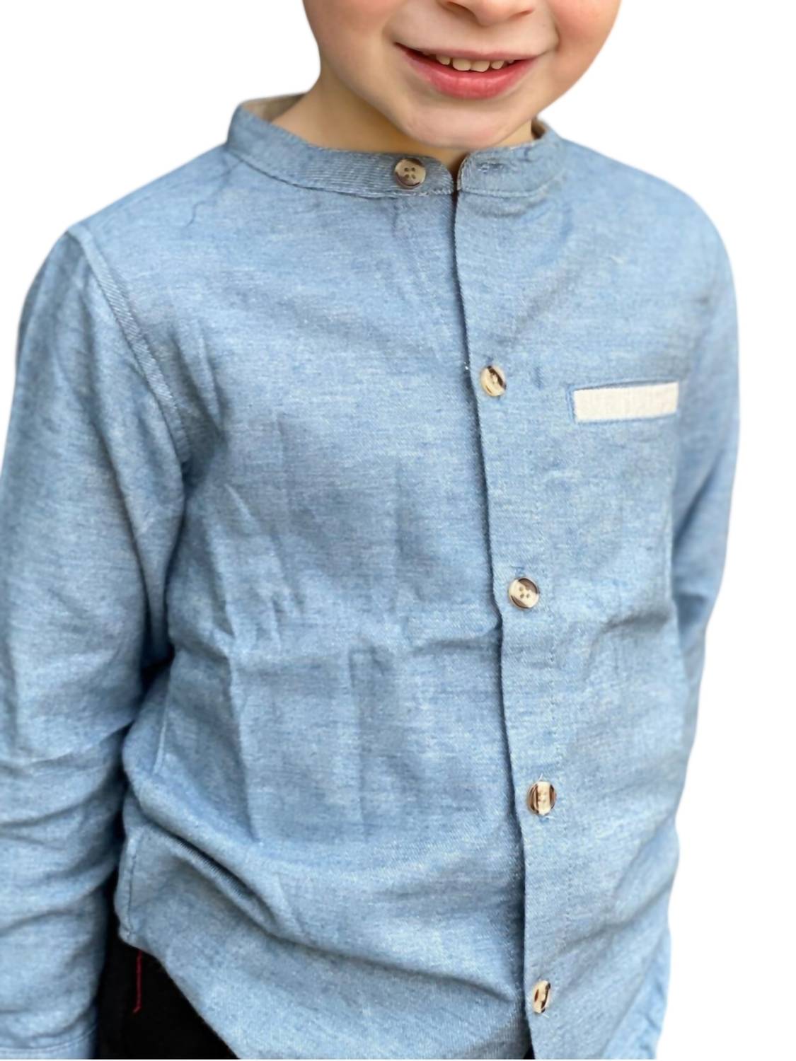 Me & Henry - Boy's Atoka Round Collar Woven Long Sleeve Shirt