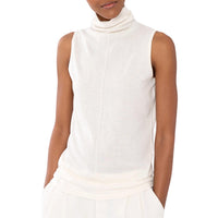 Kinross Women's Seamed Funnel Top in ivory - women's sweater
