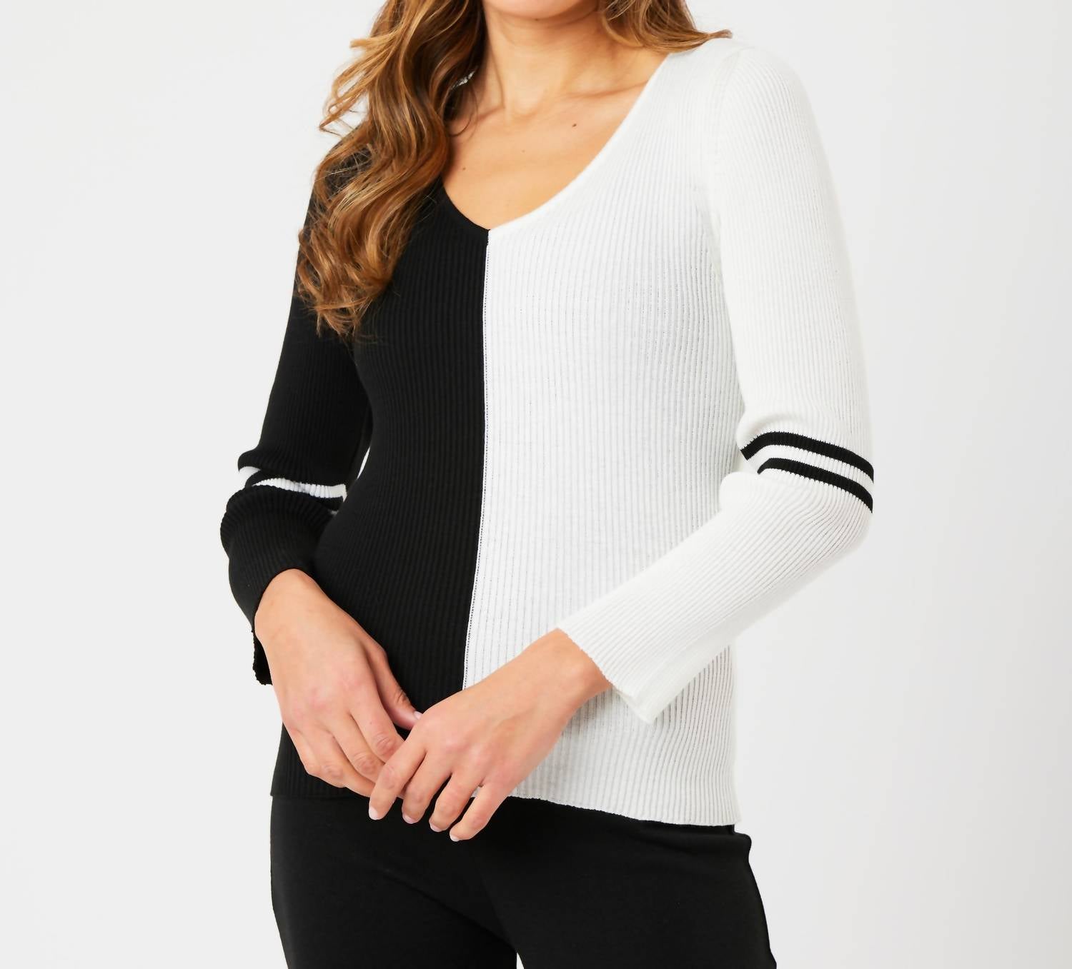 Angel Apparel - V-neck Ribbed Sweater